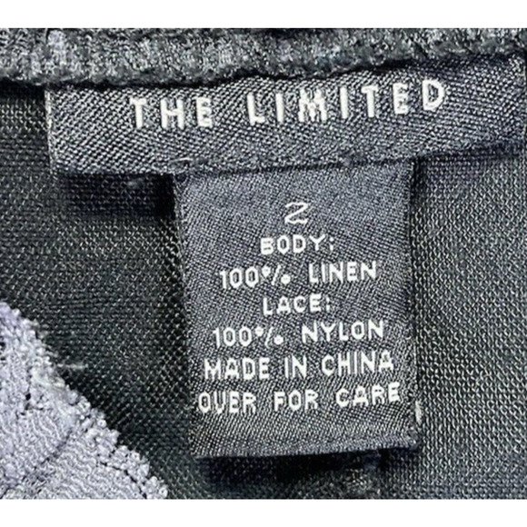 Vintage Limited Womens Sz 2 Lace Trim Black Gray Cami Tank Top Linen‎ Fairygoth - Picture 8 of 9